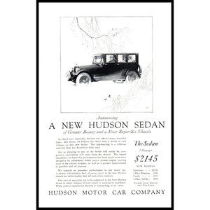 1924 Hudson Motor Car Company Sedan Vintage Print Ad Trees Birds Spring Wall Art